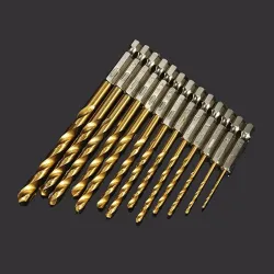 Daniu high speed drilling bit set - 13 pieces - 1.5 / 6.5mm - high speed - titanium coated