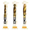 Drill bits - hex shank - titanium plated - HSS screw thread tap - M3 / M4 / M5 / M6 / M8 / M10 - 6 pieces