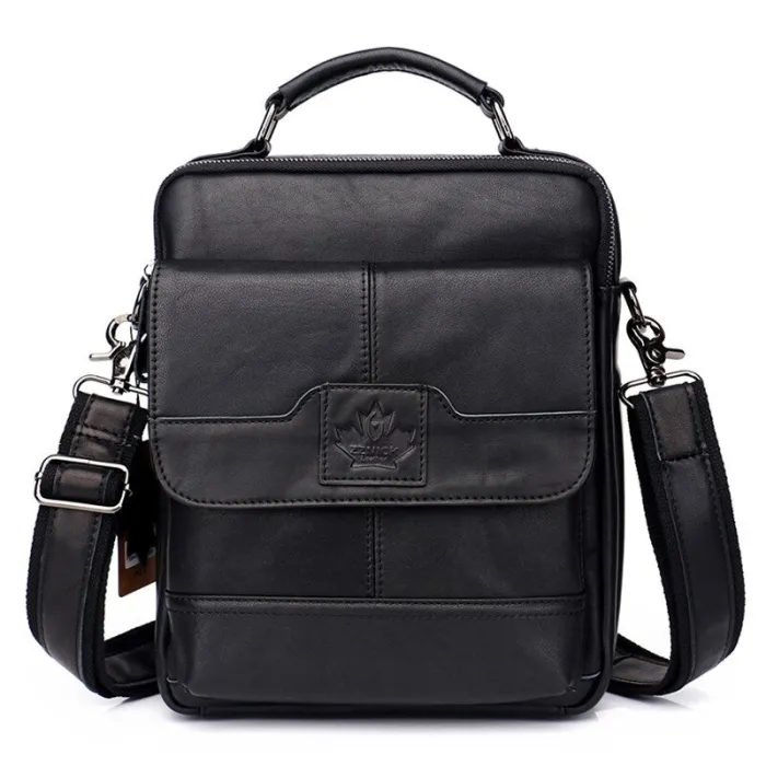 Sac à bandoulière élégant - avec fermetures à glissière - cuir véritable