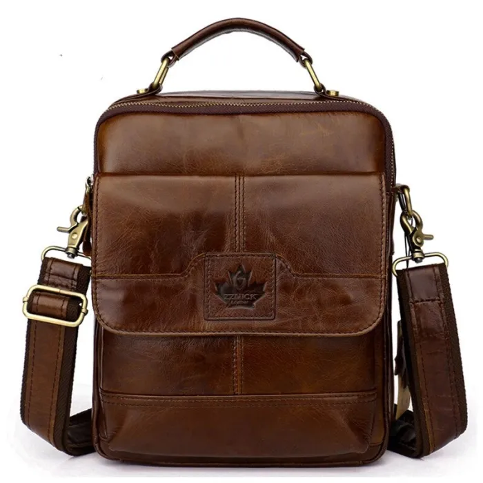 Elegant shoulder bag - with zippers - genuine leatherBags