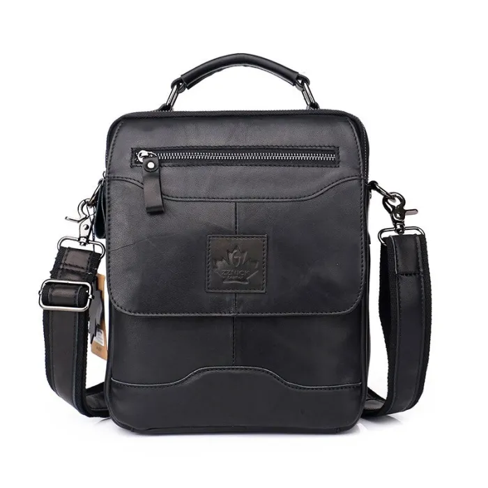 Sac à bandoulière élégant - avec fermetures à glissière - cuir véritable