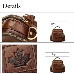 Sac à bandoulière élégant - avec fermetures à glissière - cuir véritable