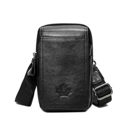 Petit sac à bandoulière vintage - sac de taille - cuir véritable - design à rabat