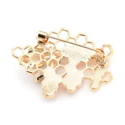 Enamel bee / honeycomb - elegant brooch