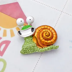 Smiling crystal snail - brooch