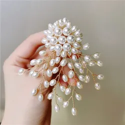 Branch with oval pearls - fashionable brooch