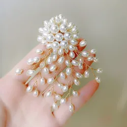 Branch with oval pearls - fashionable brooch