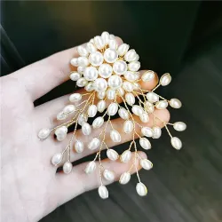 Branch with oval pearls - fashionable brooch