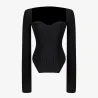 Stylish long sleeve pullover - sexy t-shirt - square collar