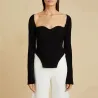 Stylish long sleeve pullover - sexy t-shirt - square collar