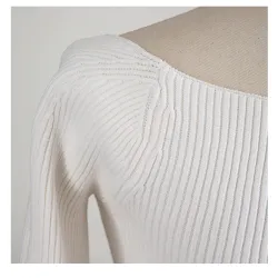 Stylish long sleeve pullover - sexy t-shirt - square collar