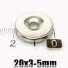 N35 - neodymium magnet - round countersunk disc - 20 * 3mm - with 5mm holeN35