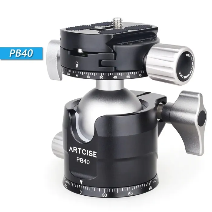 PB40 - tripod ball head - double panoramic - low profile - 360 degree rotatable - for DSLR cameras