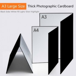 Carton photographique épais - pliable - papier réfléchissant blanc / noir / argent - A3 / A4