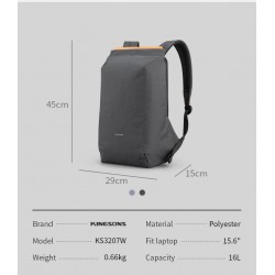 Fashionable backpack - bag for 15'' laptop - with USB charging port - waterproofBackpacks
