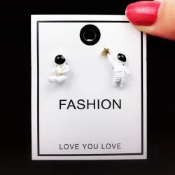 Astronauts with a star - asymmetrical earrings - pendant for necklaceEarrings