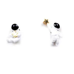 Astronauts with a star - asymmetrical earrings - pendant for necklaceEarrings