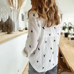 Classic long sleeve blouse - loose printed shirtBlouses & shirts