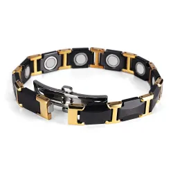 Bracelet magnétique - acier tungstène céramique noire - unisexe - radioprotection