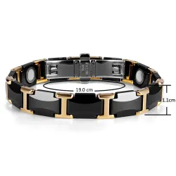 Bracelet magnétique - acier tungstène céramique noire - unisexe - radioprotection