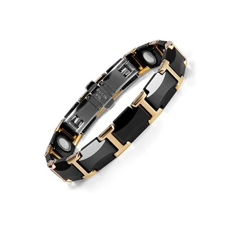Bracelet magnétique - acier tungstène céramique noire - unisexe - radioprotection
