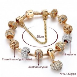 Luxurious gold bracelet - with crystal beads / heart