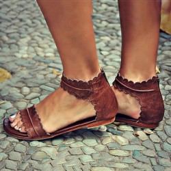 Classic summer sandals - open toes - with back zipper