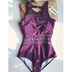 One piece mesh swimsuit - high neck - backless