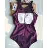 One piece mesh swimsuit - high neck - backless