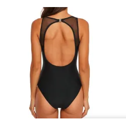 One piece mesh swimsuit - high neck - backless