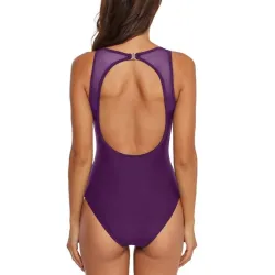 One piece mesh swimsuit - high neck - backless