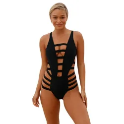 Sexy one piece swimsuit - hollow-out stripes - backless
