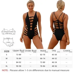 Sexy one piece swimsuit - hollow-out stripes - backless