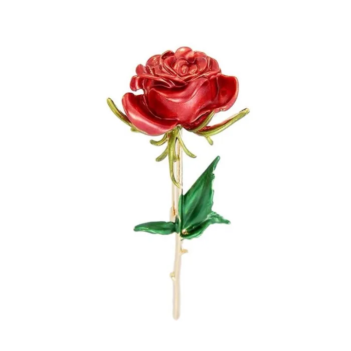 Elegant brooch - enamel rose
