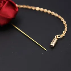 Golden brooch with rose / chain - unisex