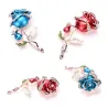 Luxurious brooch with double crystal rose