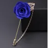 Fashionable brooch with rose / chain - long needle - unisex