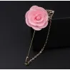 Fashionable brooch with rose / chain - long needle - unisex