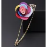 Fashionable brooch with rose / chain - long needle - unisex