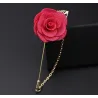 Fashionable brooch with rose / chain - long needle - unisex