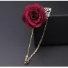 Fashionable brooch with rose / chain - long needle - unisex