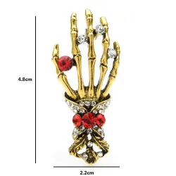 Crystal skull hand - vintage brooch