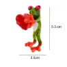 Green frog with a red heart - broochBrooches