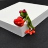 Green frog with a red heart - broochBrooches