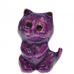 Enamel purple cat - brooch