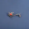 Medical neuron gene - with red stone - brooch
