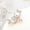 MZC Fashion Brooch Dress Suit Lapel Pins Rose Gold Rhinestone Brooches Wedding Opal Brooch Bouquet Metal Fish Brooch