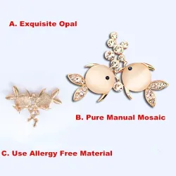 MZC Fashion Brooch Dress Suit Lapel Pins Rose Gold Rhinestone Brooches Wedding Opal Brooch Bouquet Metal Fish Brooch
