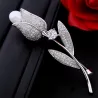 Luxurious white crystal brooch with rose / pearl