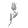 Luxurious white crystal brooch with rose / pearl